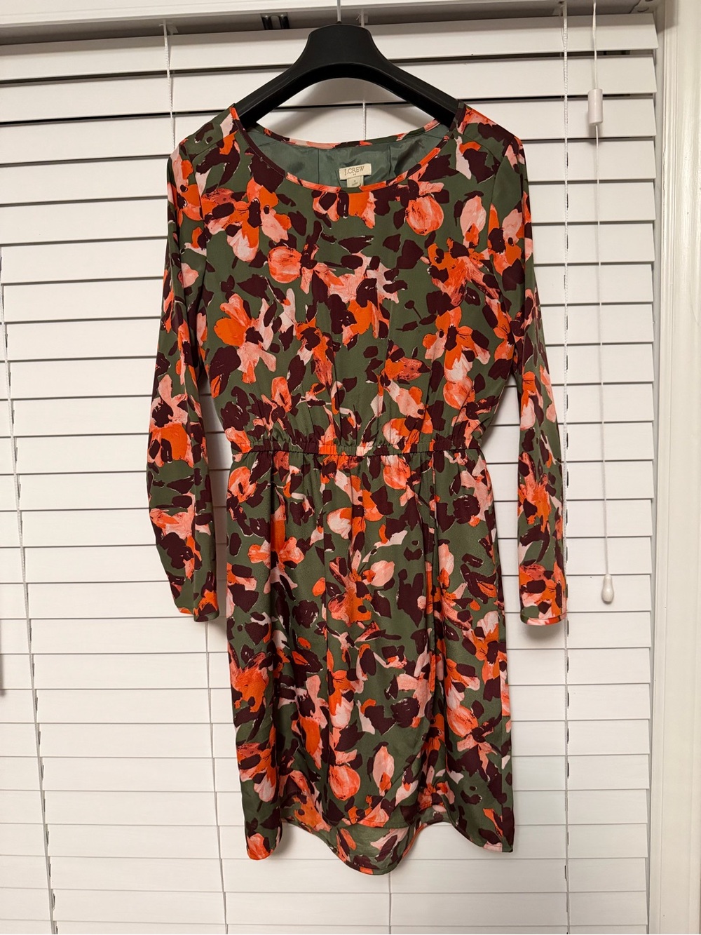 J. Crew Fall Floral Mini Dress with Orange & Pink Blooms